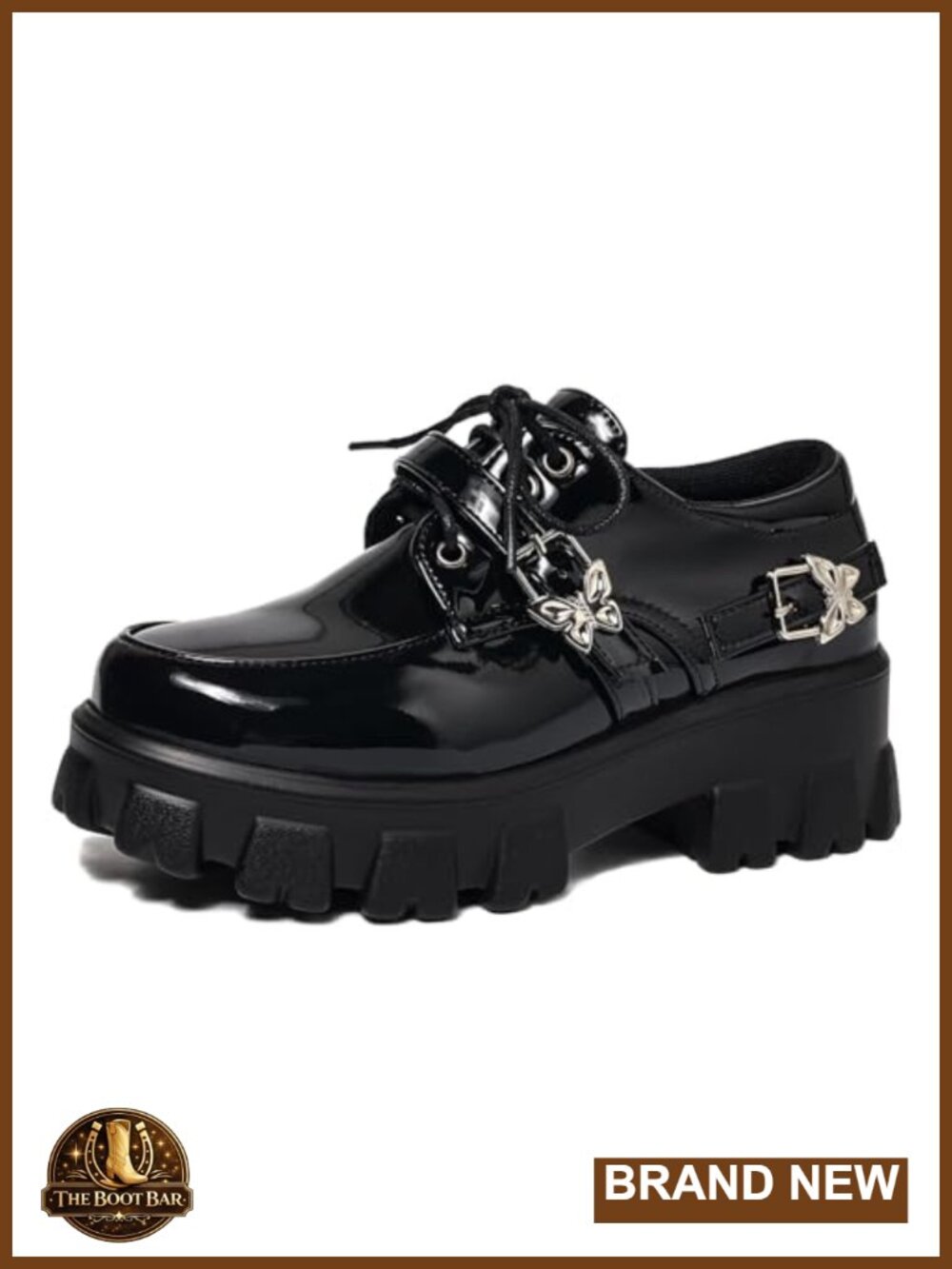 Chunky Platform Oxford Loafers Goth Lace-Up 2.36" Heel Faux Leather